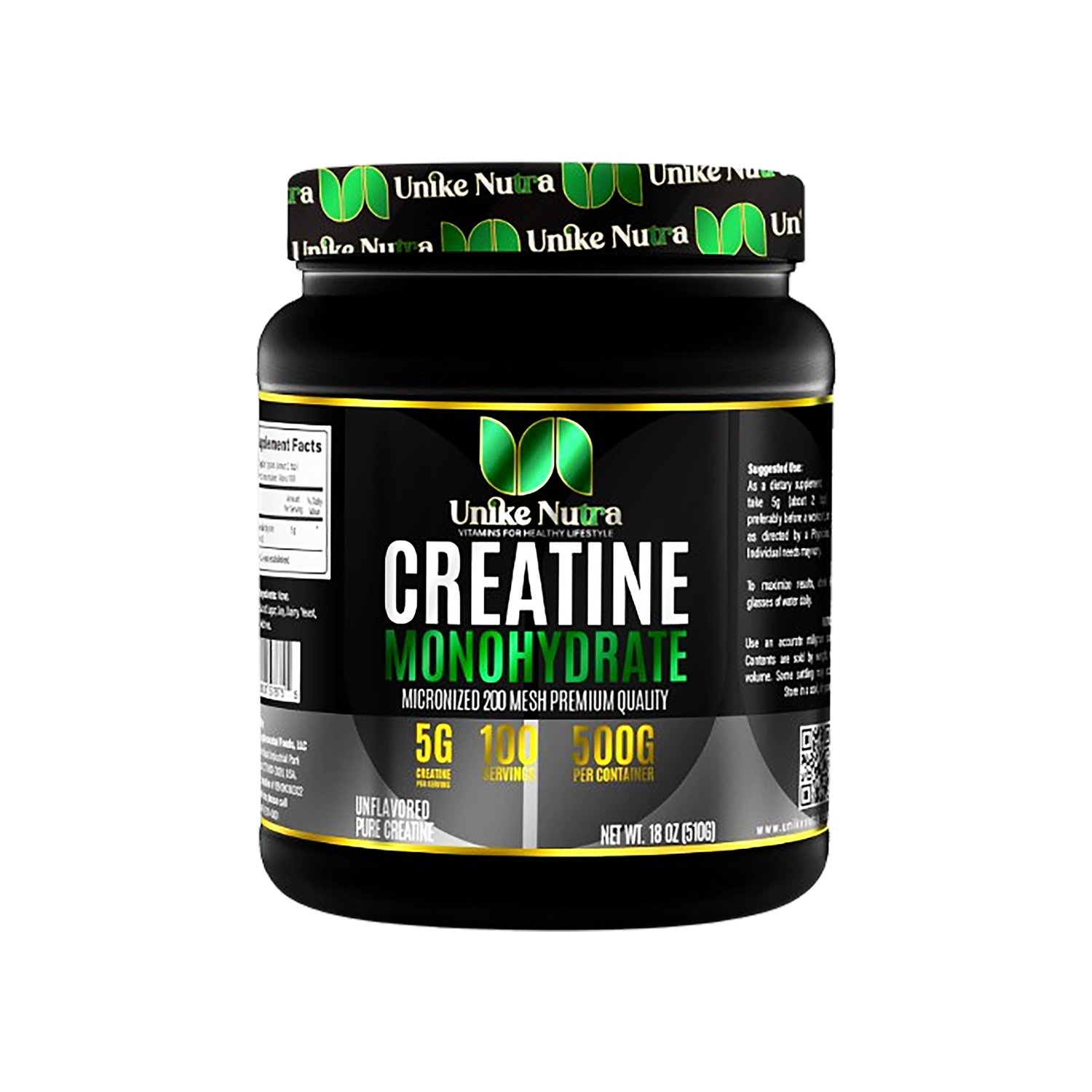Unike Nutra 100% Vegan Creatine Monohydrate – Micronized, Halal & Keto-Friendly Performance Formula