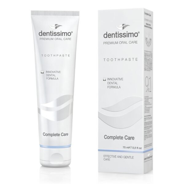 Dentissimo Complete Care Toothpaste for Gentle and Effective Cleaning with Fluoride, Premium Swiss Oral Care, 2.5 Fluid Ounces