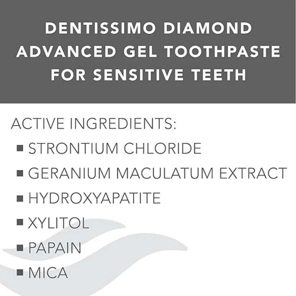 Dentissimo Diamond Advanced Gel Toothpaste – Sensitive Teeth, Fluoride Protection, Premium Swiss Oral Care