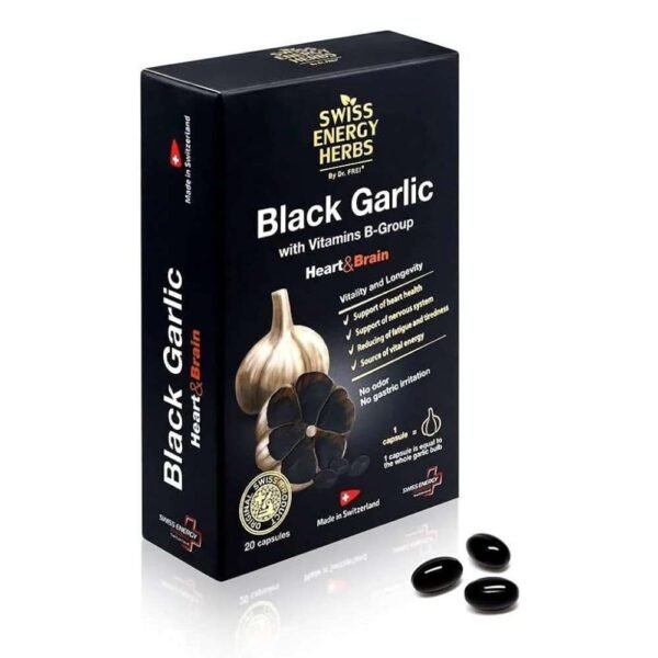 Herbs Fermented Black Garlic Extract Capsule with Vitamin B, Support Immune Health, Gluten Free Dietary Supplement, 20 Pieces