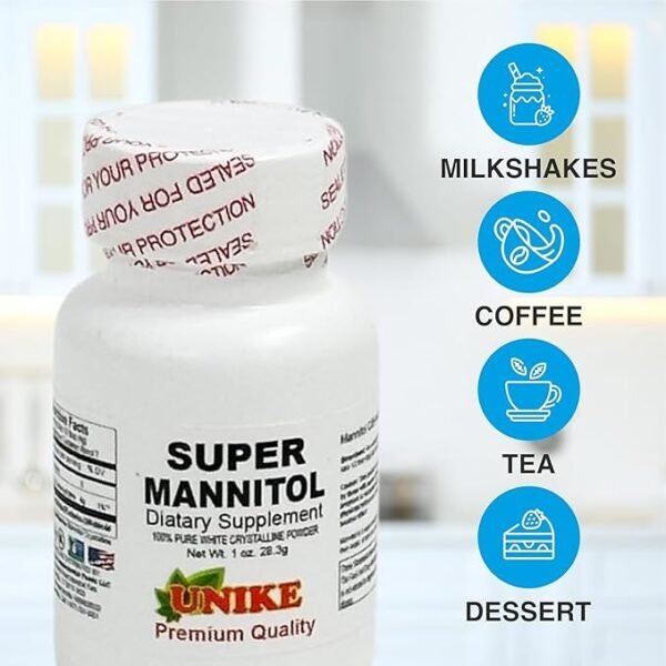 Unike Nutra Original Super Mannitol powder | Natural Sugar Substitute & Sugar Alternative |Natural & Healthy Artificial Sweetener | 100% Vegan, Gluten-free, Dietary Supplement