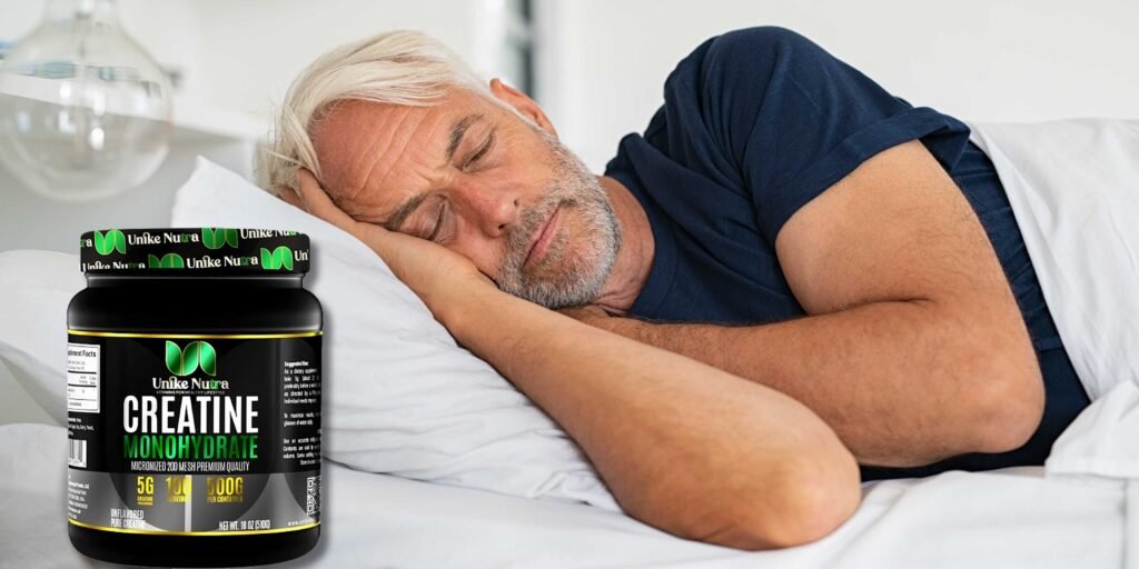 Person peacefully sleeping after taking creatine powder