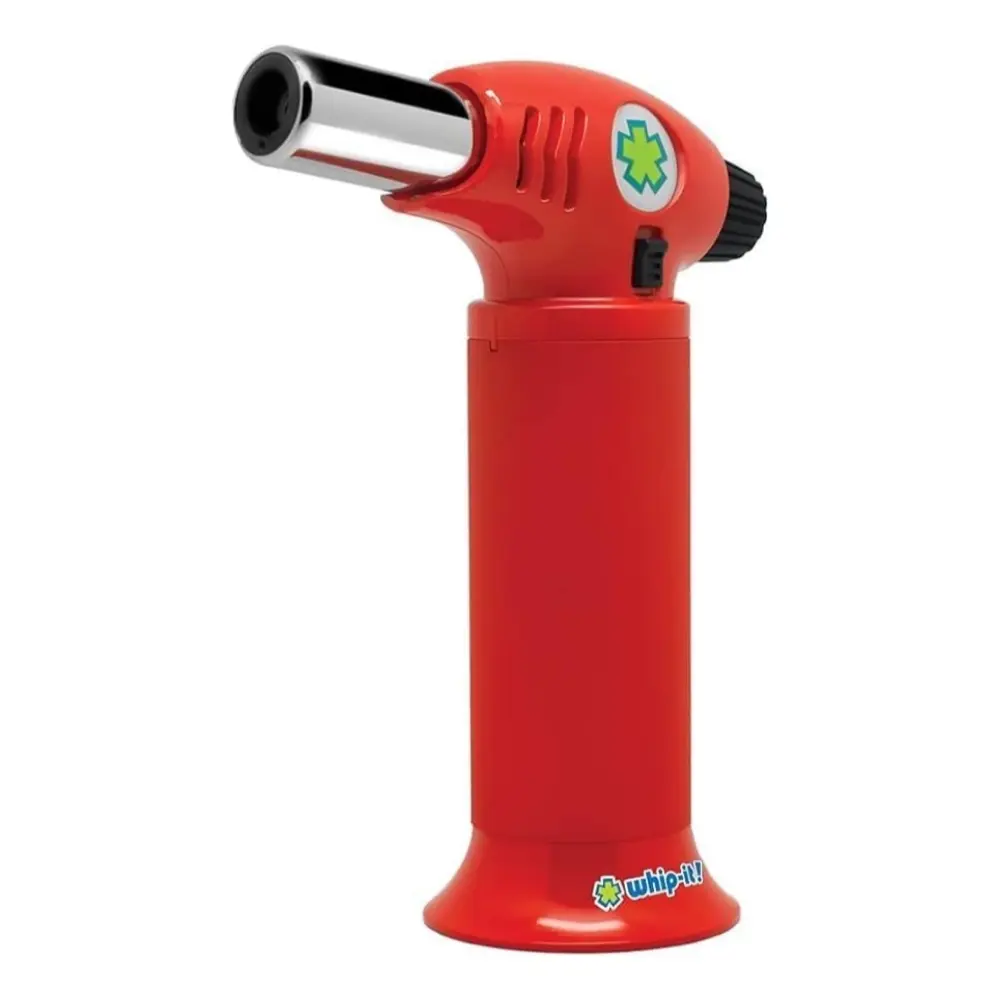 Ion Torch: The Ultimate Refillable Kitchen Torch Blow Torch with Safety Lock and Adjustable Flame for Desserts, Creme Brulee, and Baking (All Red)