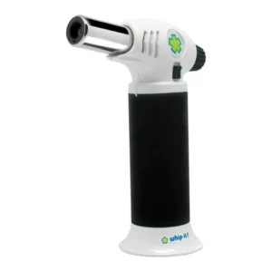 Ion Torch: The Ultimate Refillable Kitchen Torch Blow Torch with Safety Lock and Adjustable Flame for Desserts, Creme Brulee, and Baking (Black & White)
