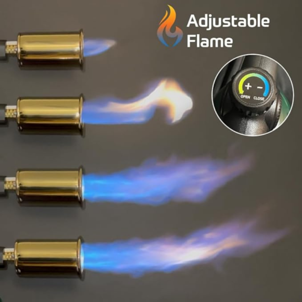 Barrel Torch Campfire Starter Powerful Propane Torch, Kitchen Cooking Torch, Culinary Torch Lighter, Adjustable Blow Torch