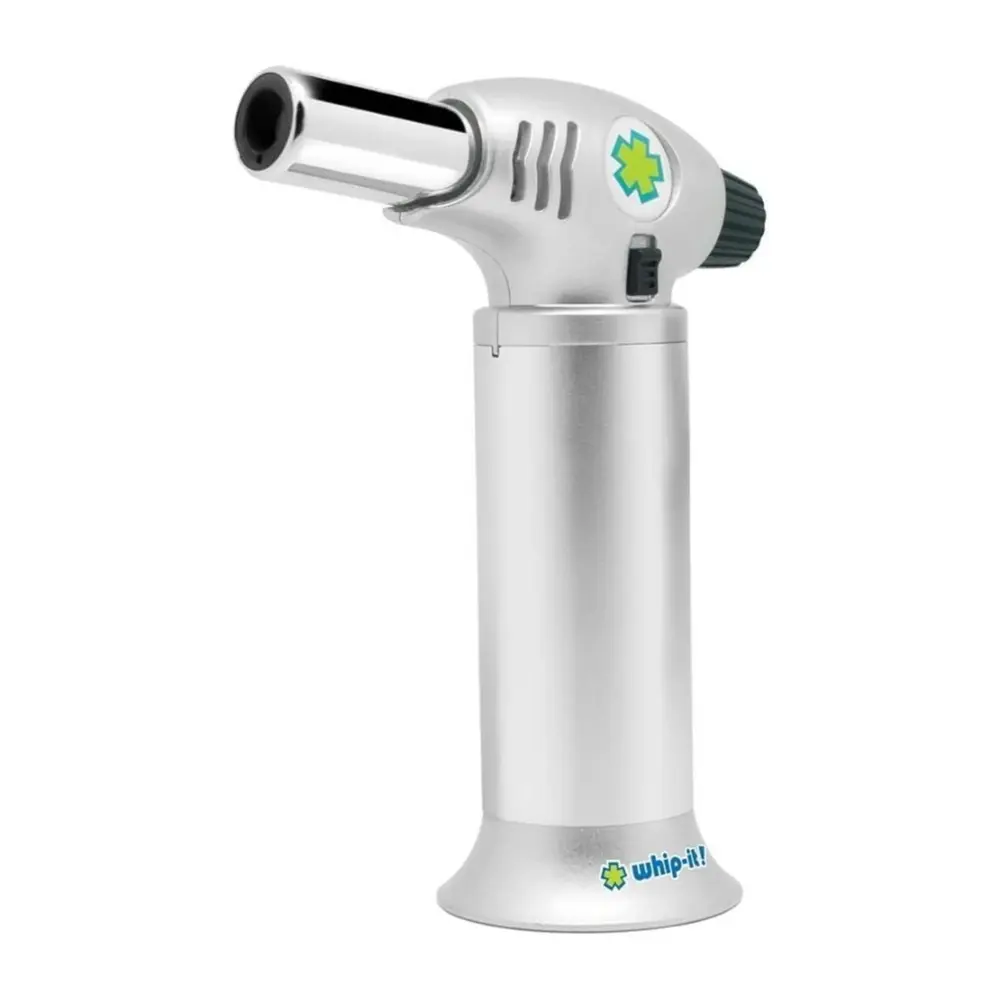 Ion Torch: The Ultimate Refillable Kitchen Torch Blow Torch with Safety Lock and Adjustable Flame for Desserts, Creme Brulee, and Baking (All Silver)