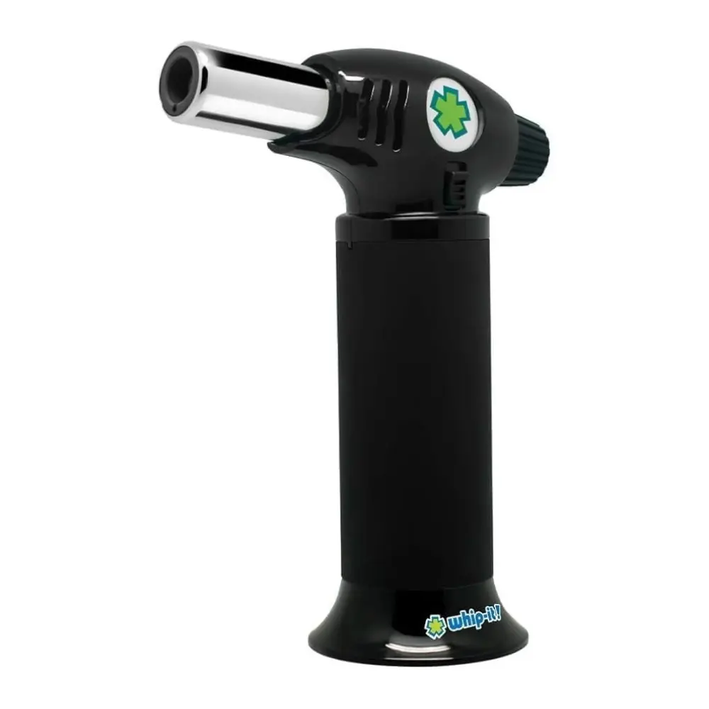 Ion Torch: The Ultimate Refillable Kitchen Torch Blow Torch with Safety Lock and Adjustable Flame for Desserts, Creme Brulee, and Baking (All Black)