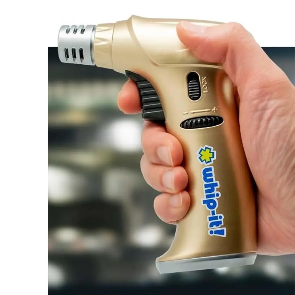 Stealth Torch - Refillable Kitchen Torch Blow Torch with Safety Lock and Adjustable Flame for Desserts, Creme Brulee, and Baking (Gold Torch)