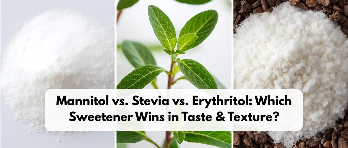 Compare Mannitol, Stevia and Erythritol by sweetness, texture and aftertaste. Discover which sugar substitute shines in baking, beverages and chilled treats.