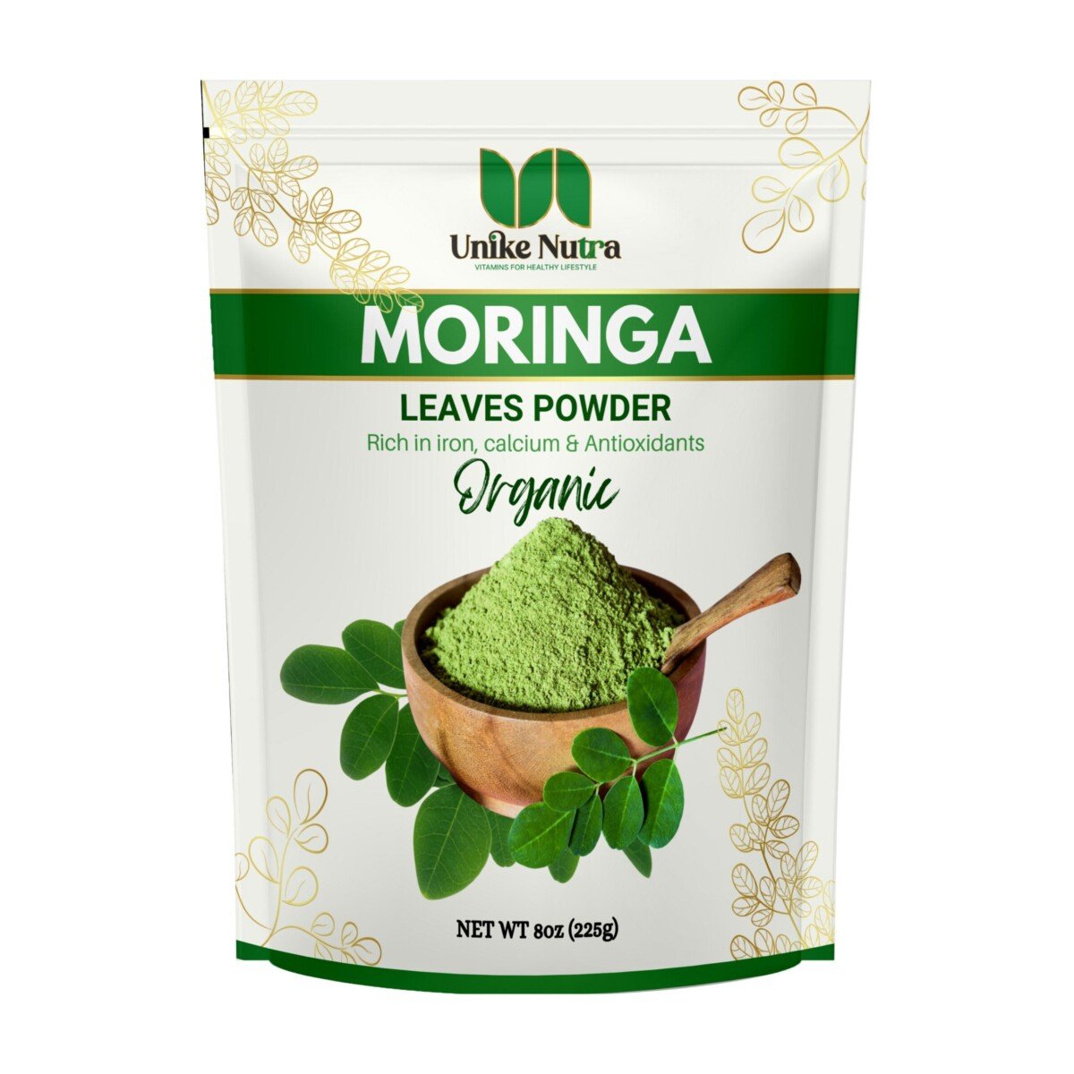 Organic Moringa Powder 8oz - Pure Green Superfood Supplement