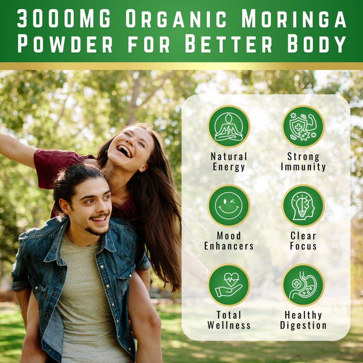 Organic Moringa Powder 8oz - Pure Green Superfood Supplement